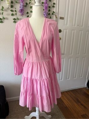 Gianni Bini Light Pink Tiered Wrap Midi Dress